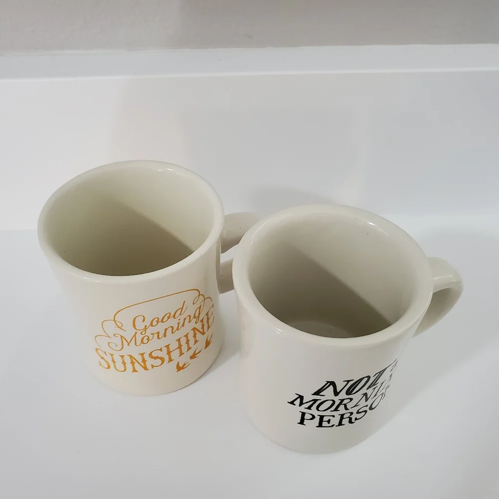 Funny Coffee Mug Set Good Morning Sunshine Not a Morning Person Pair Gift